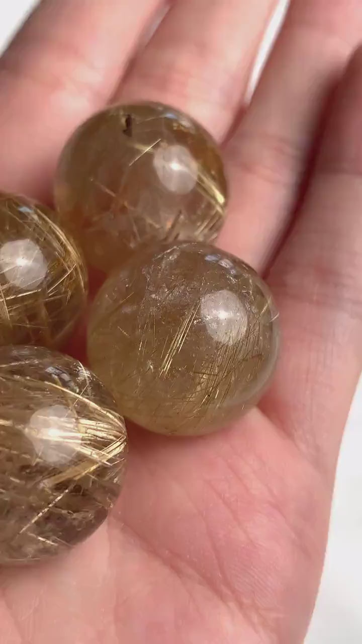 Rutilated Quartz Sphere 21mm Crystal Ball Gold Rutile Energy Stone Small, B7