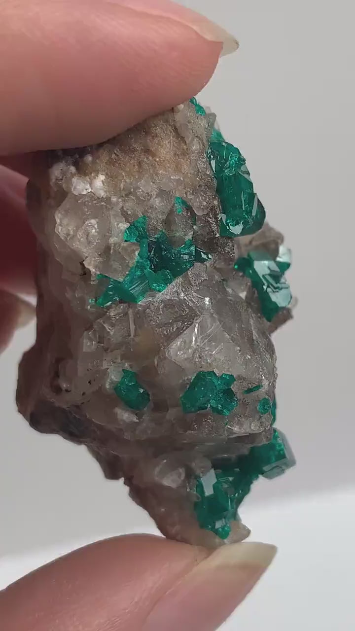 Large Dioptase Crystal on Matrix – Emerald Green Tsumeb Mine Specimen, Namibia Cabinet Display, D10