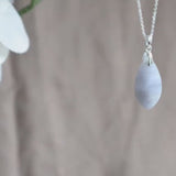 Blue Lace Agate Pendant Necklace Sterling Silver