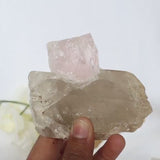 Large Pink Morganite Crystal Specimen on Quartz matrix 3.3 inch
