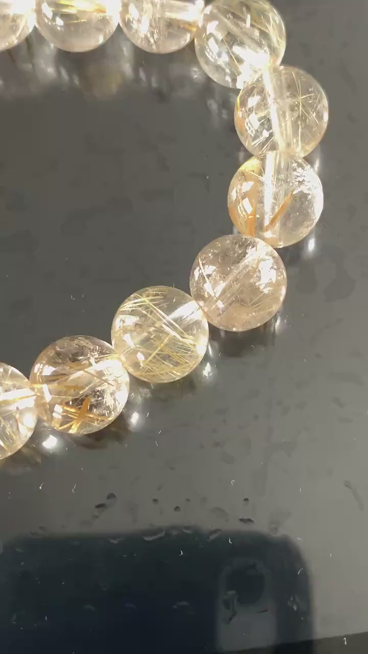 Golden Rutilated Quartz Bracelet - AAA Rutile Crystal Jewelry