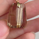 Rutilated Quartz Pendant Necklace AAAA Golden Needles Gold Vermeil or Sterling Silver, RQ6