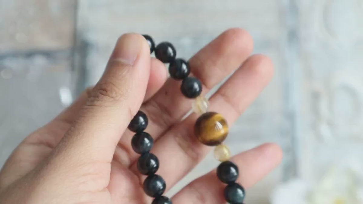 Tiger Eye and Clear Quartz Bracelet