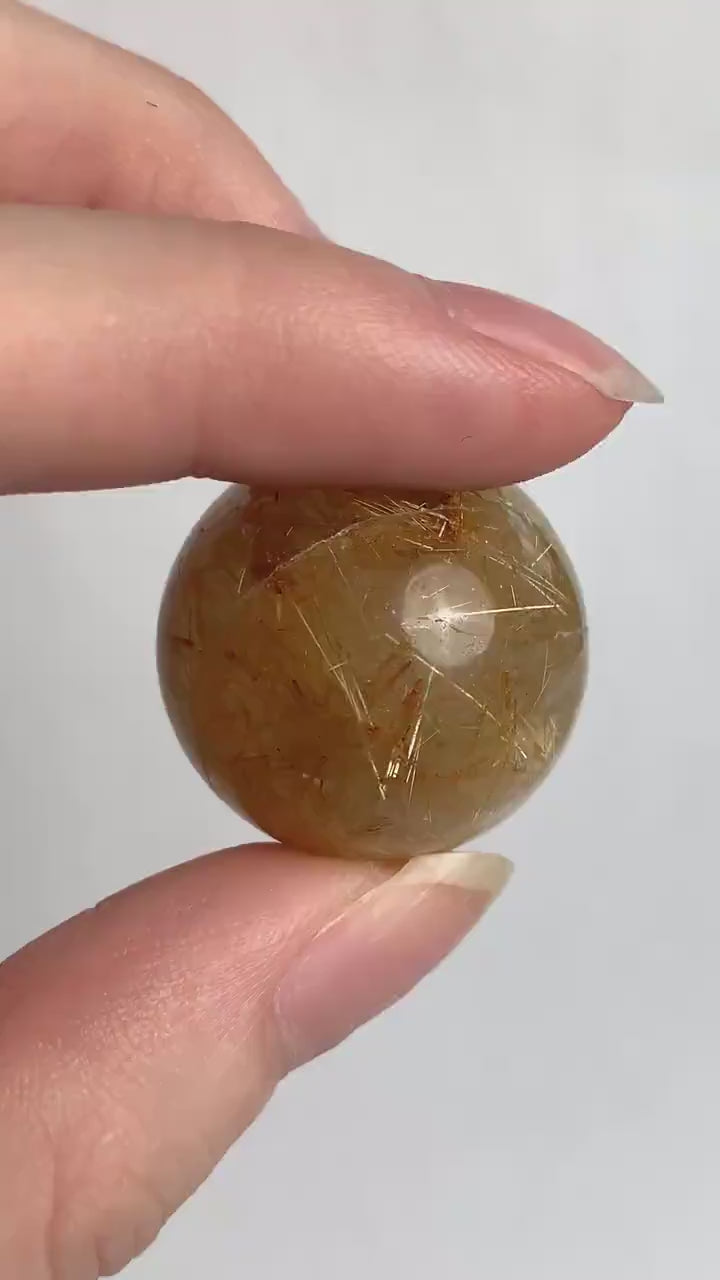 Rutilated Quartz Sphere, Golden Rutile Crystal Ball, Healing Crystal Gift, RQS13
