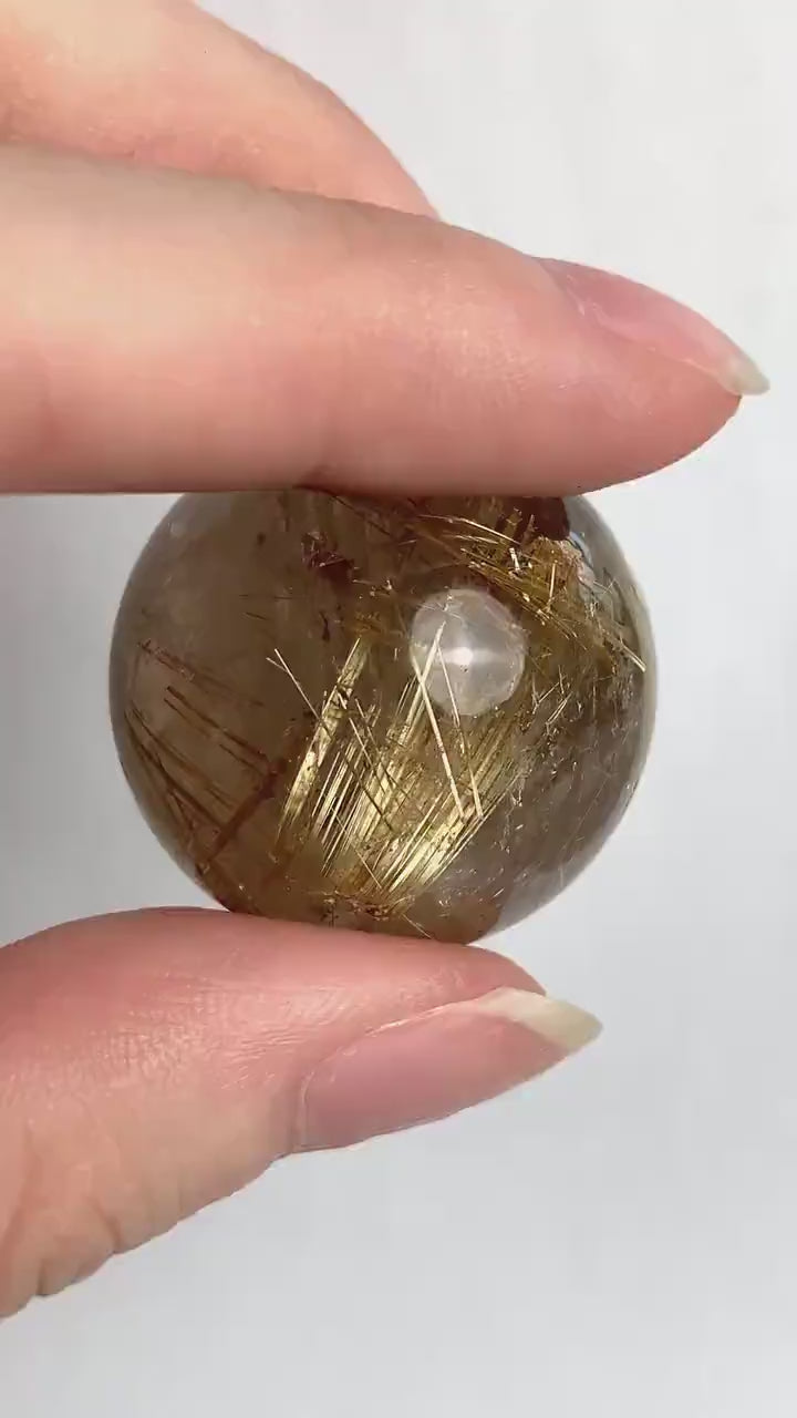 Rutilated Quartz Sphere, Golden Rutile Flash Crystal Ball, Healing Crystal Gift, RQS12