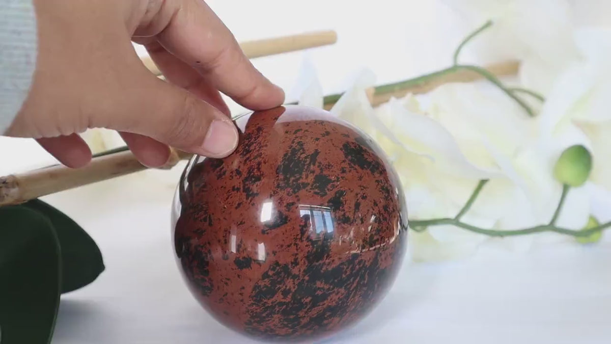 Mahogany Obsidian Sphere: Volcanic Healing Stone (3.5 inches)