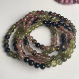 Tourmaline Bracelet: Multicolor and Pink Rubellite Crystal Gemstone Beaded Jewelry