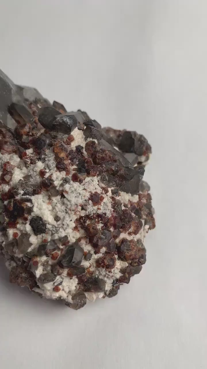 Garnet and Smoky Quartz Specimen – Pakistan Collector Mineral Display, GC3