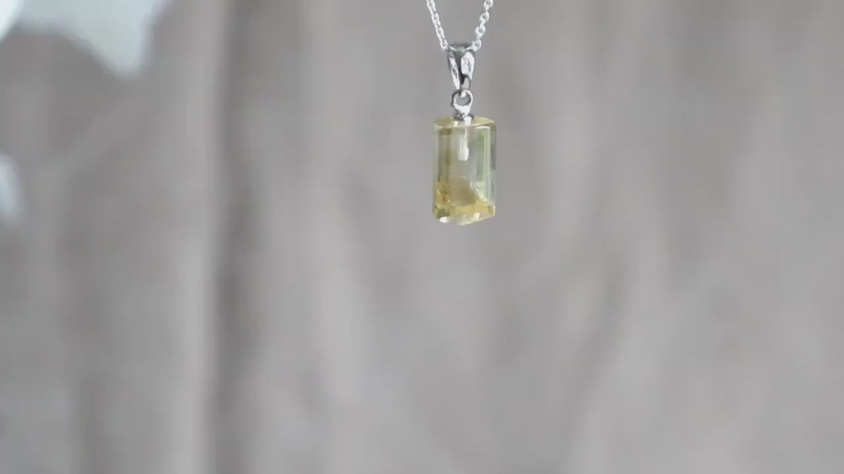 Citrine Pendant Necklace Sterling Silver solar plexus chakra