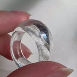Silver Rutilated Quartz Statement Ring, Dome Cocktail Ring, Bold Boho Jewelry