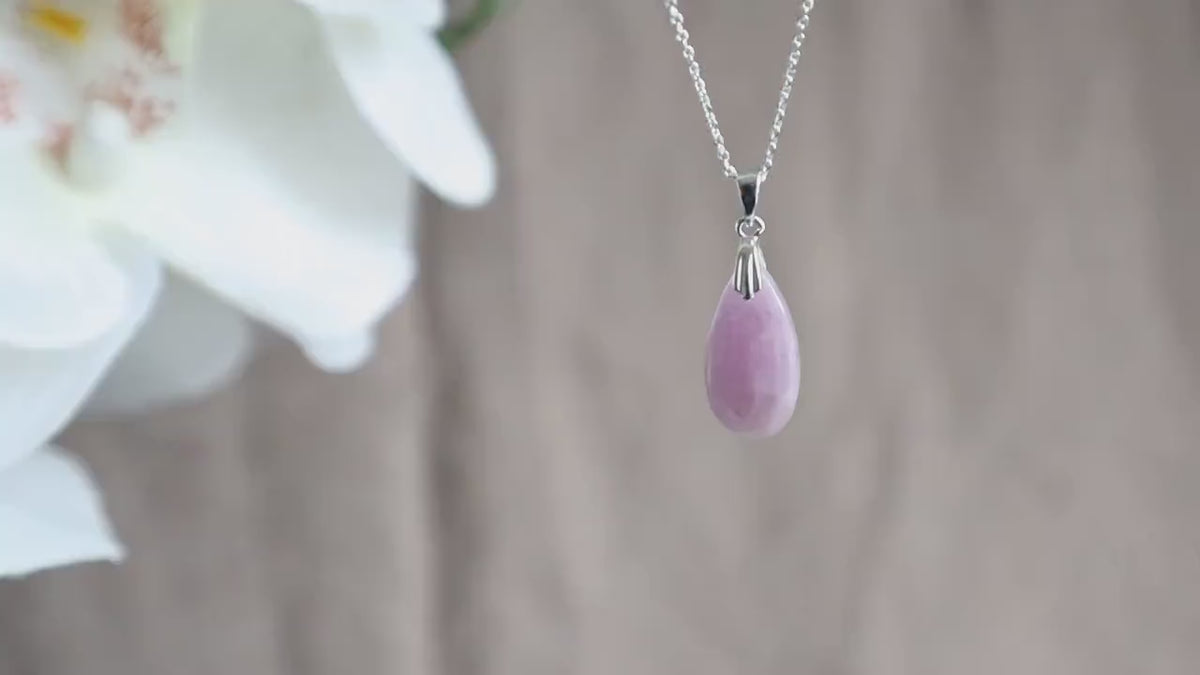 Kunzite pendant, sterling silver