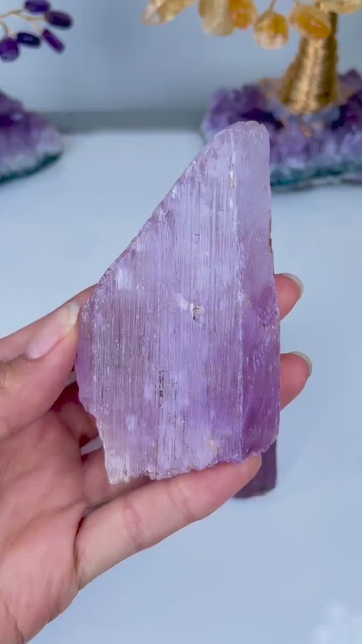Etched Kunzite Crystal Specimen: Pink Healing Stone, Collector Mineral