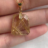 Rutilated Quartz Pendant Necklace AAAA Top Grade Golden Rutile Gold Vermeil or Sterling Silver, RQ9