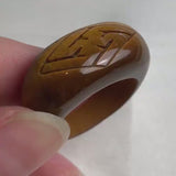 Tiger Eye Ring, Engraved Statement Ring, Unique Crystal Cocktail Jewelry