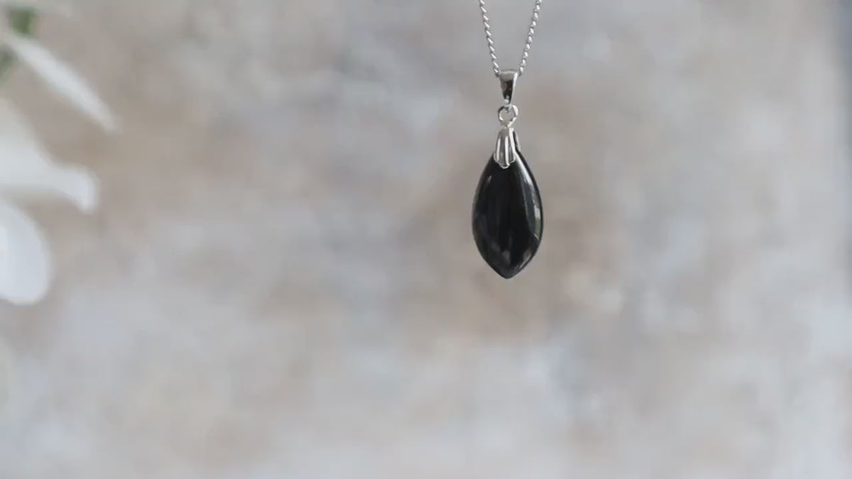 Black Spinel Necklace | Sterling Silver or Gold Vermeil