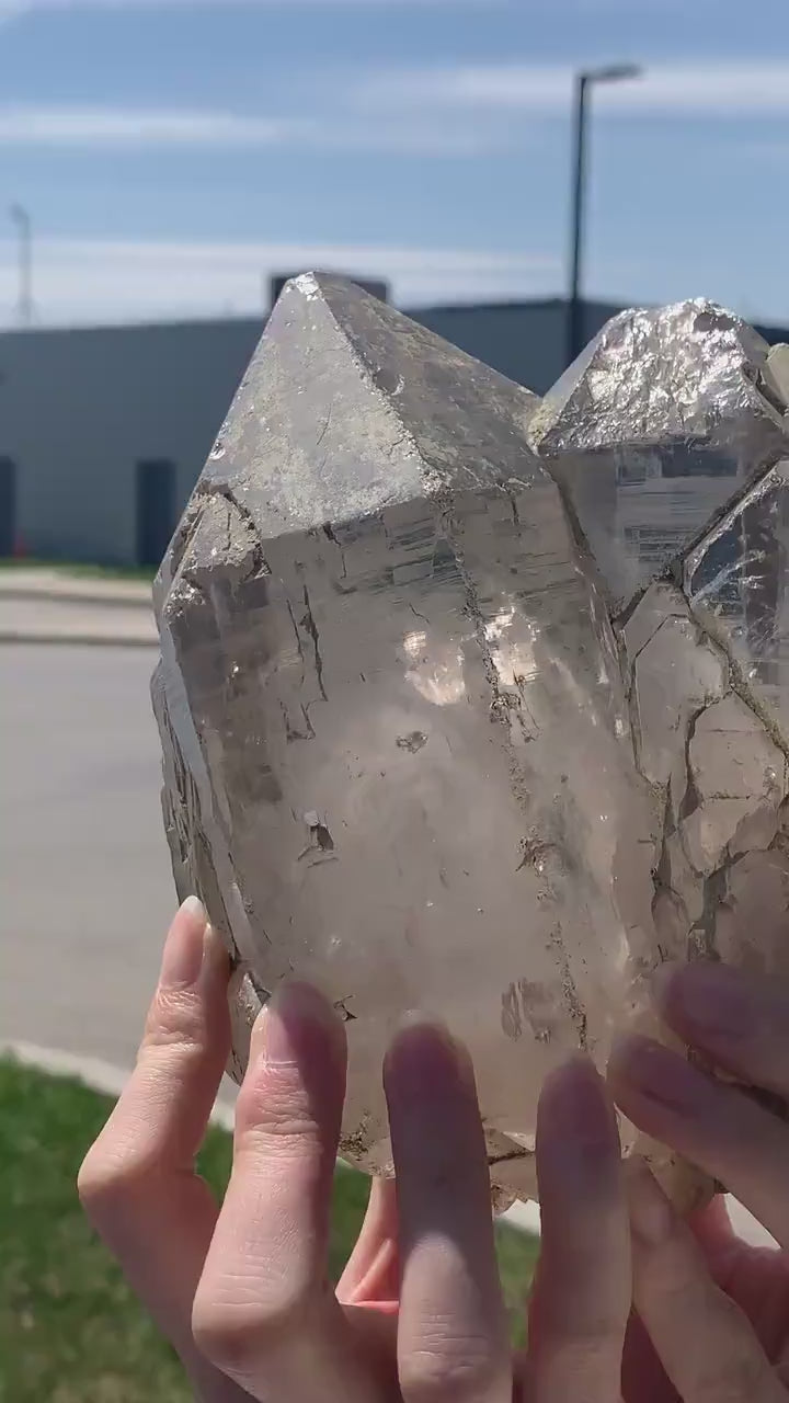 Himalayan Smoky Quartz Twin Crystal: Natural Collector Mineral Specimen (192mm), CQ2