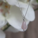 Rose Quartz Necklace Gold or Silver – Minimal Healing Jewelry for Love & Calm