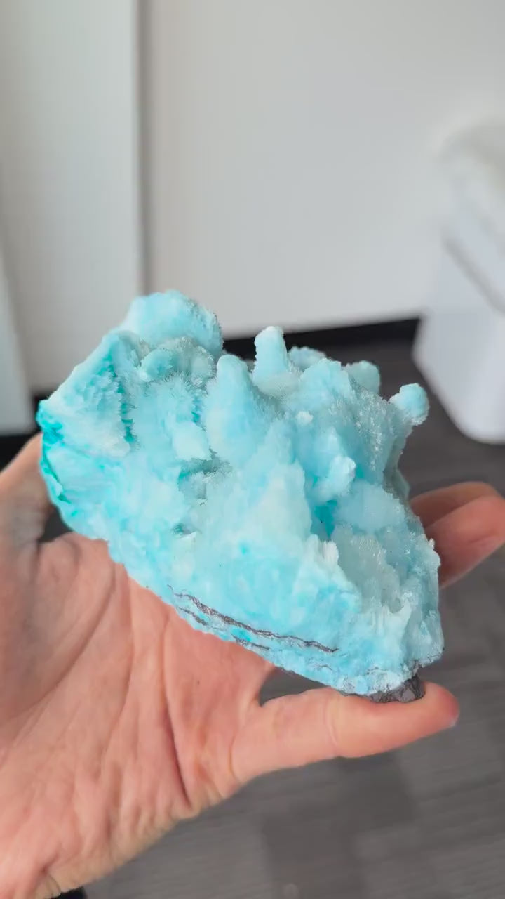 Blue Aragonite Mineral Specimen | Raw Acicular Stalactitic Crystal Yunnan, VKb6