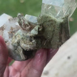 Chlorite Quartz Cluster Himalayan Crystal | Green Clear Healing Stone for Energy Cleansing & Home Decor