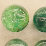 Fluorite Moon Face Sphere: Carved Crystal Orb for Lunar Rituals