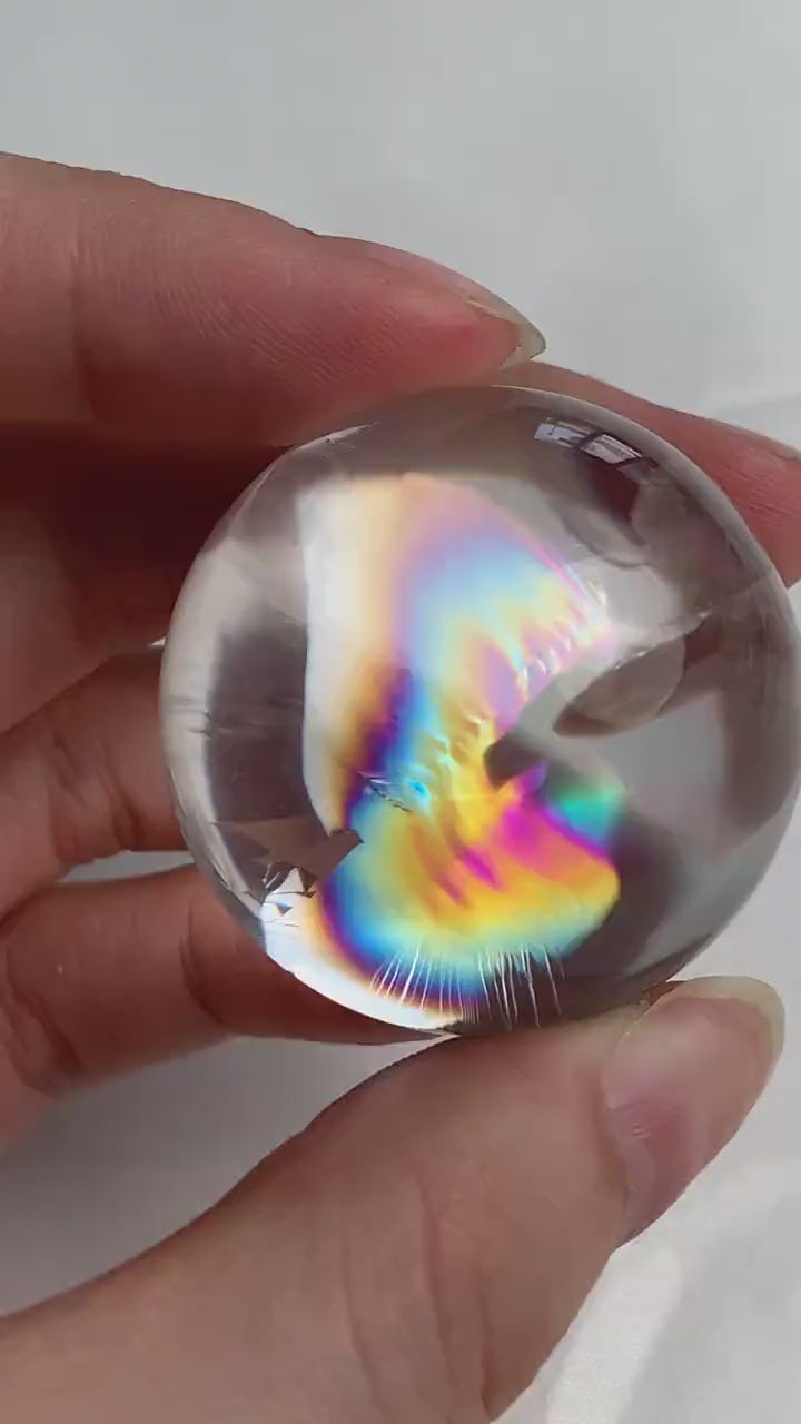 Rainbow Quartz Sphere Crystal Ball, High Clarity Collector Display Stone, B2
