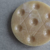 Orange Calcite Crystal Grid Plate for 7 Spheres | Star Pattern Energy Display Stand