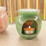 Green Aventurine Jade Oil Burner Lamp | Crystal Diffuser for Prosperity Relaxation and Spiritual Decor