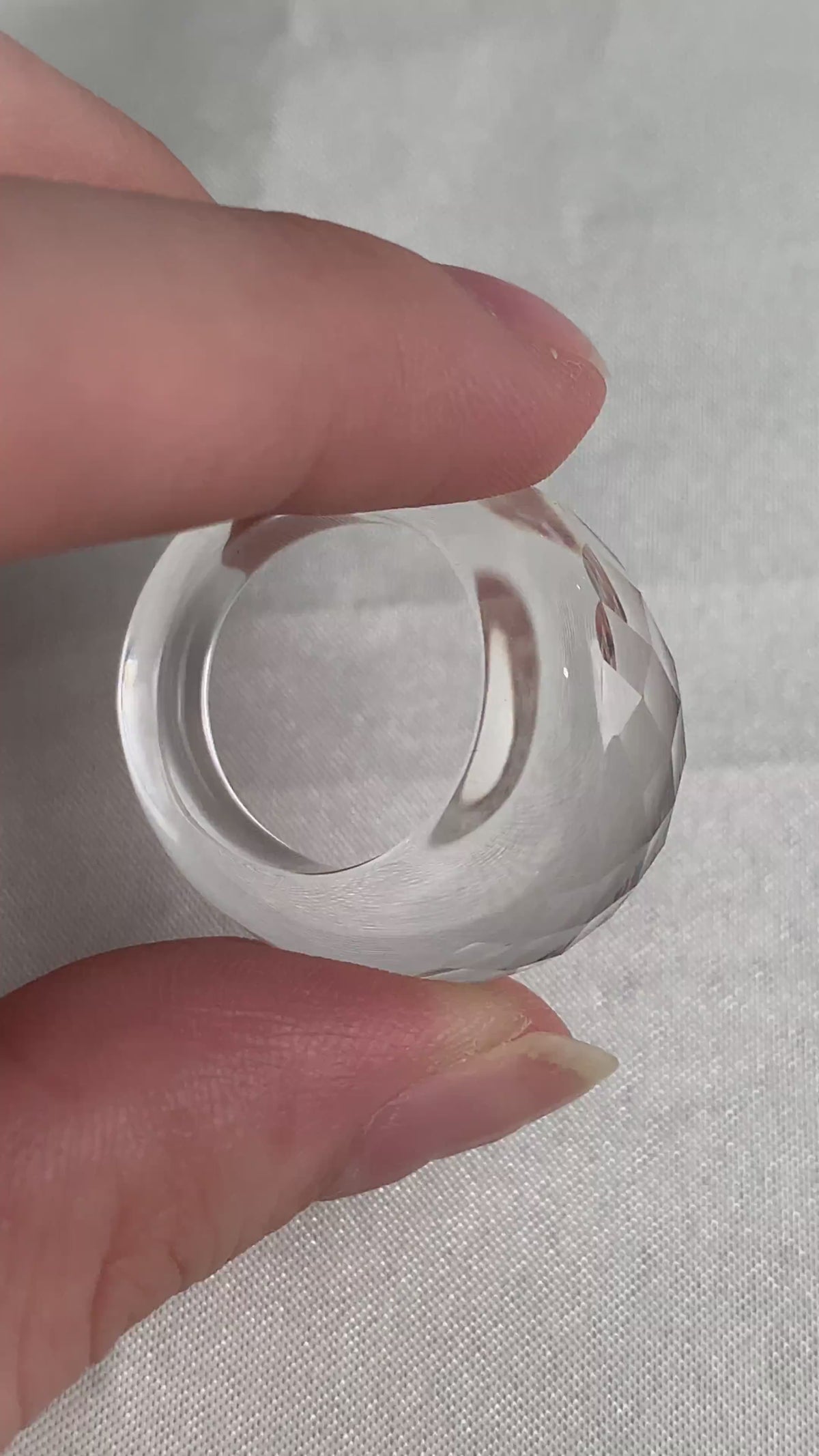 Clear Quartz Statement Ring, Micro Faceted Crystal Cocktail Ring, Bold Boho Jewelry