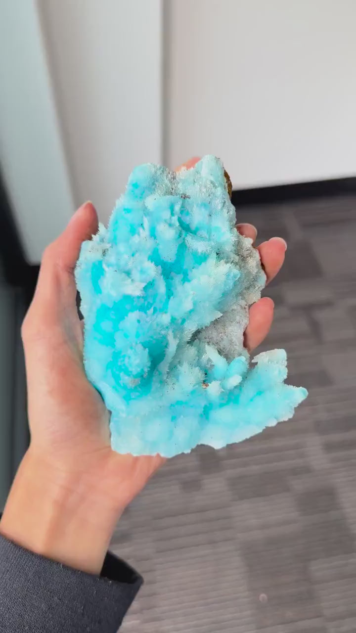Blue Aragonite Crystal Cluster | 1lb Raw Acicular Stalactite Yunnanl, VKb7