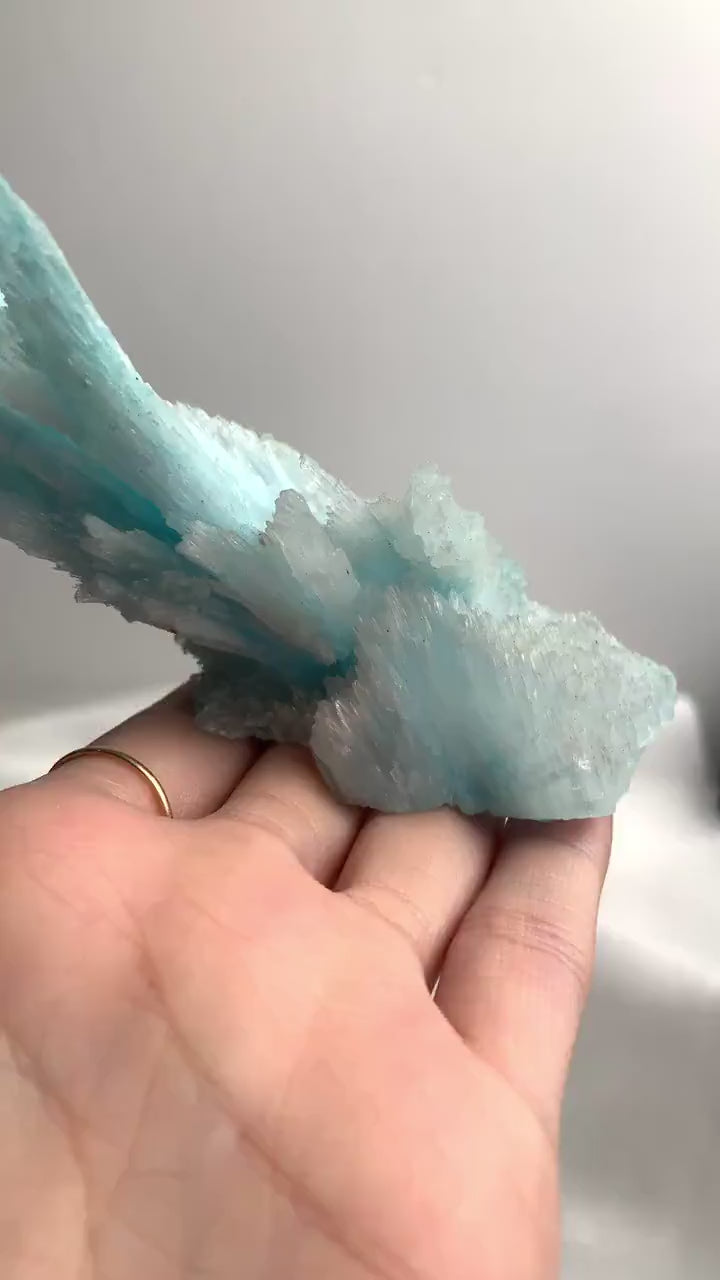 Blue Aragonite Cluster - Natural Coral Like Branch Specimen, 127 gm (5 inch) | Raw Blue Crystal Mineral Display