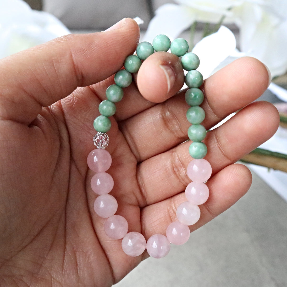 Jade and Rose Quartz Bracelet