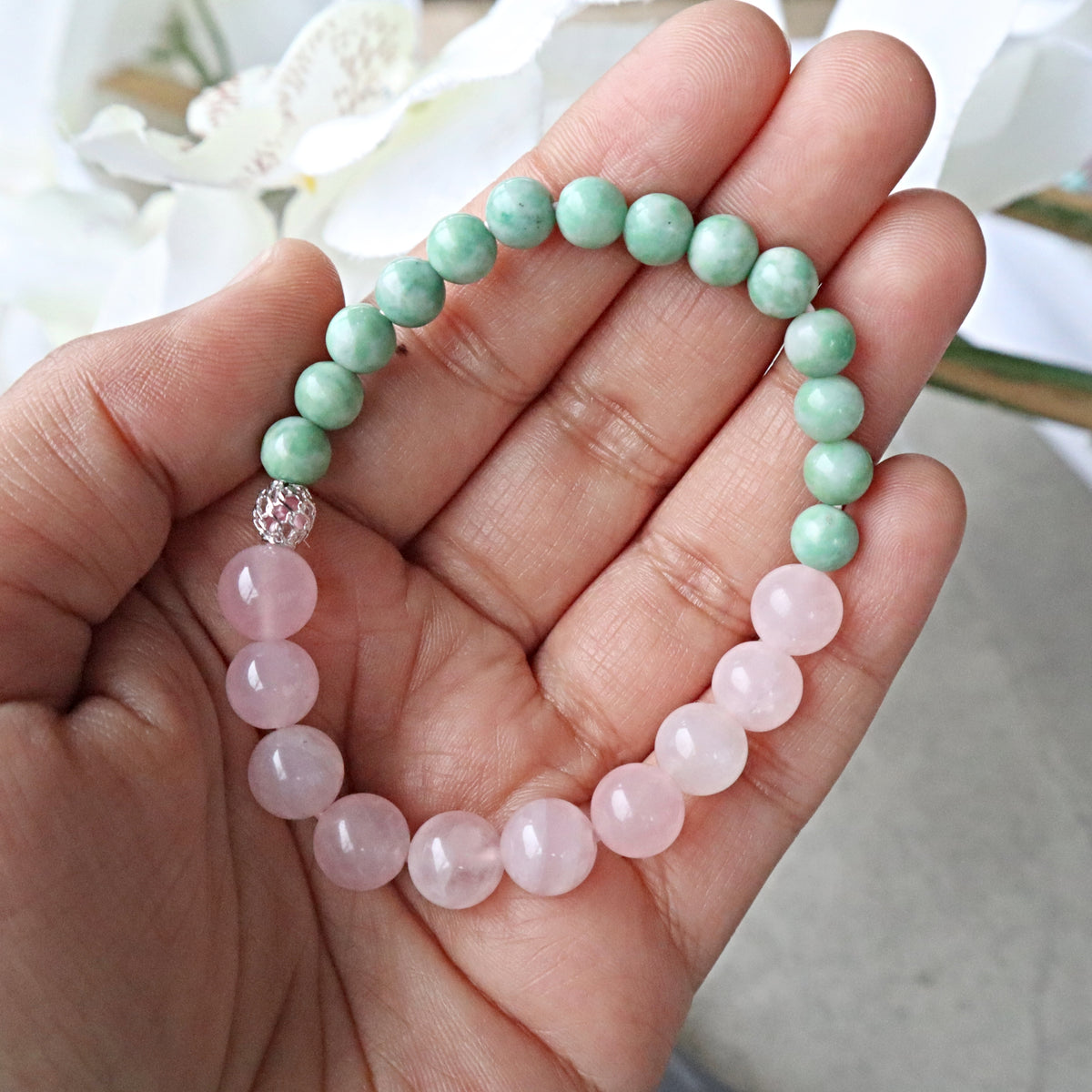 Jade and Rose Quartz Bracelet