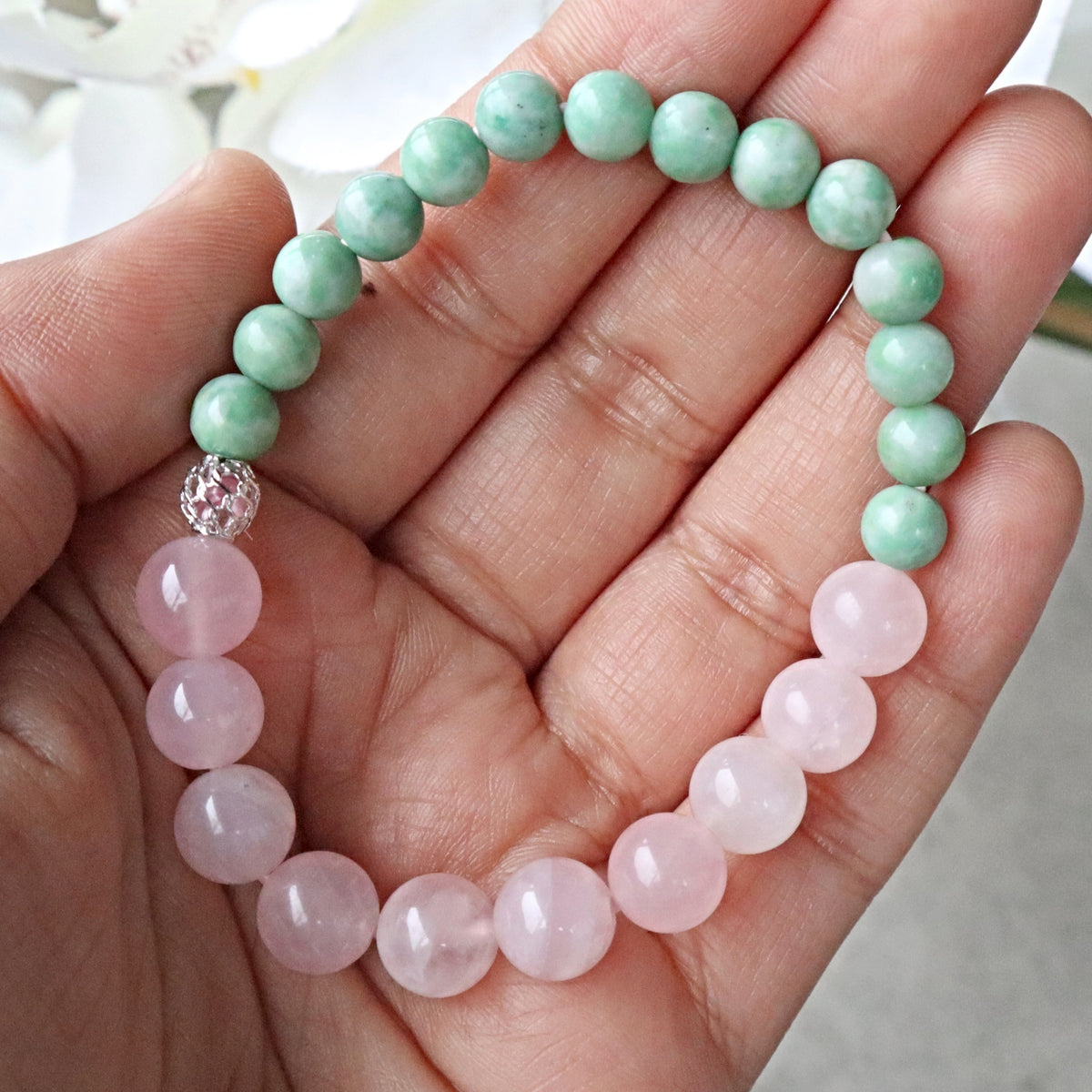 Jade and Rose Quartz Bracelet