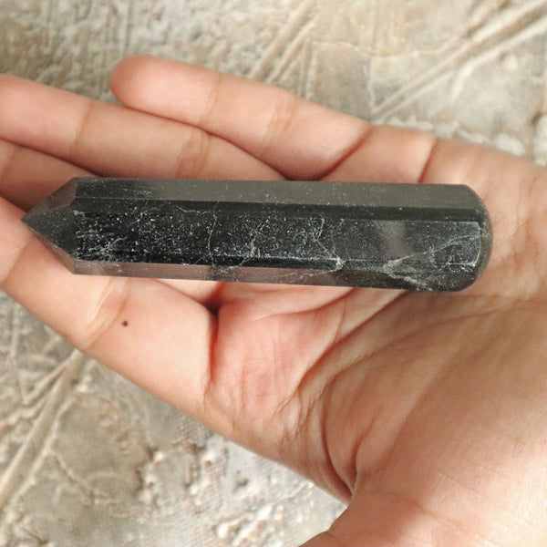 Natural Black Tourmaline Wand, Reiki Meditation Healing Crystal Wand Gift for root chakra, EMF Protector for house, EMF Blocking