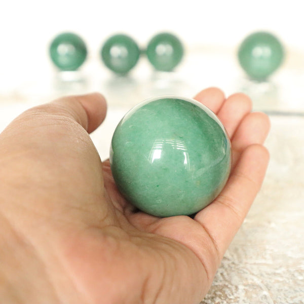 Green Aventurine Sphere, Green Crystal Sphere for Abundance Lucky Stone
