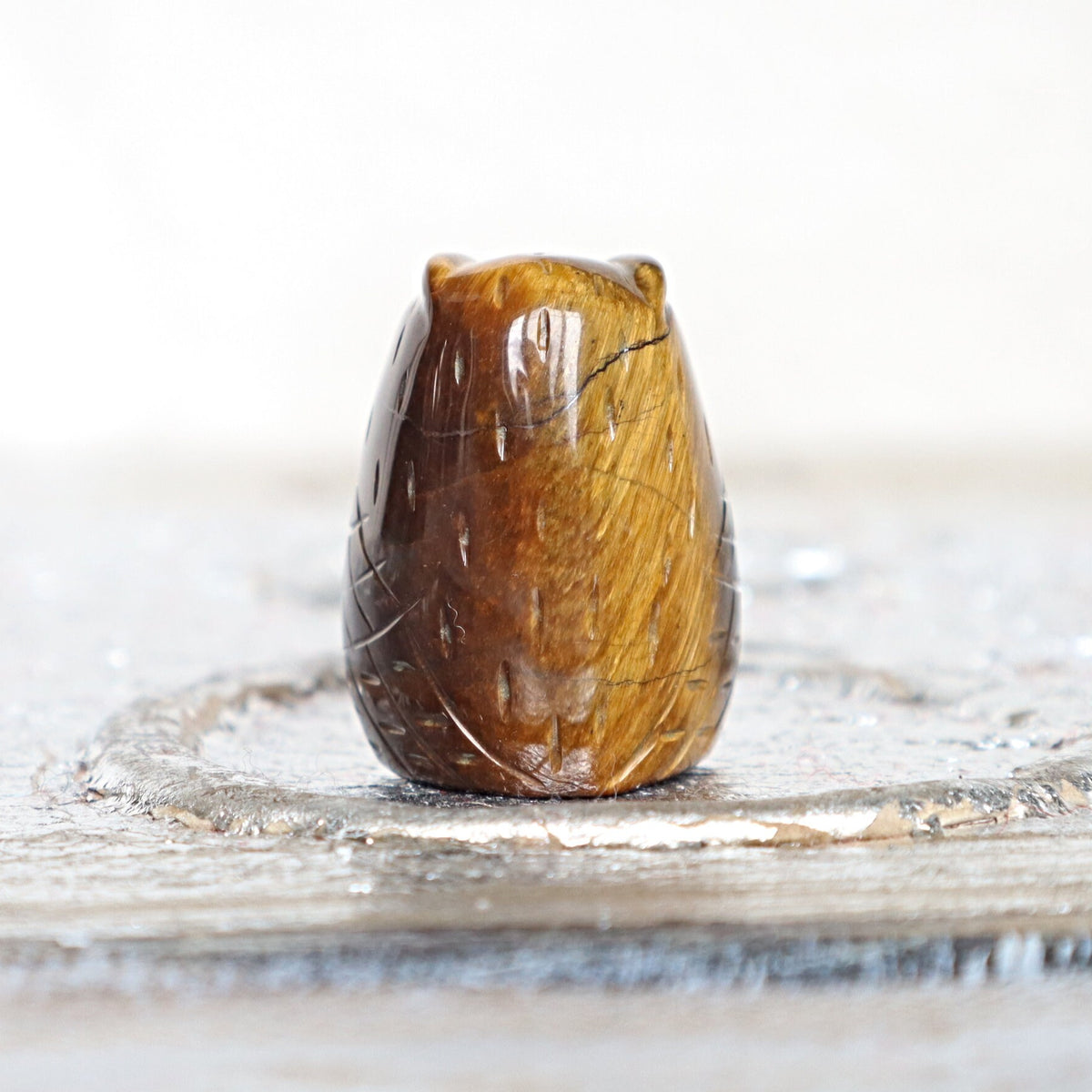 Tiger Eye Owl, Solar Plexus Chakra Crystal, Metaphysical Gift TIger Eye Crystal Carving Owl for Home Decor