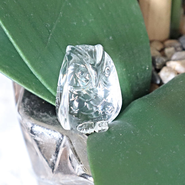 Clear Crystal Quartz Owl Feng Shui Gift for Home Decor and success