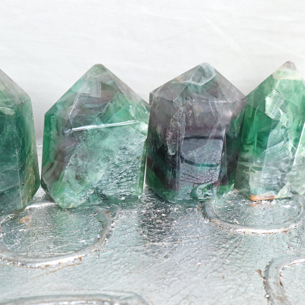 Large Fluorite Tower 45mm, Fluorite Pyramid Natural Green Fluorite Tower, Reiki Meditation Healing Crystal Tower Gift