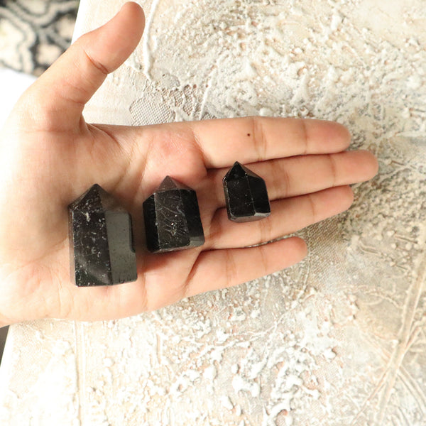 Natural Black Tourmaline Tower, Reiki Meditation Healing Crystal Tower Gift for root chakra