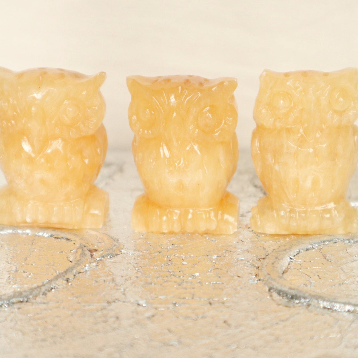 Yellow Calcite Crystal Owl Figurine Carving for Feng Shui Crystal Decor | Metaphysical Decor Gift for Wisdom and Success