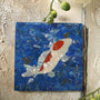 Gemstone Wall Lapis Tile Home Decor, Lapis Tile with Koi Fish mosaic design for Gemstone Decor, Gem Wall Art, Stone Wall Art Tile