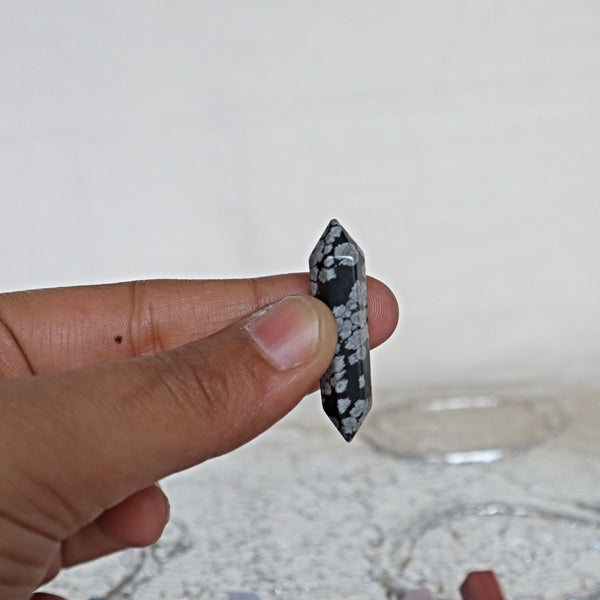 5 Crystals Double Pointed lapis rhodonite blue lace agate tiger eye snow flake obsidian rose quartz red jasper