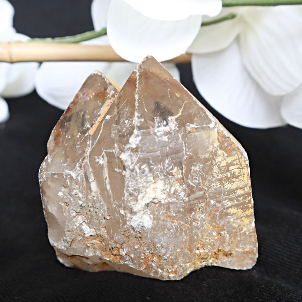 Himalayan Double Pointed Quartz with iron oxide Twin Crystal 3.15 inches high, 3 inches thick, 1 pound, High Vibration Wealth Crystal