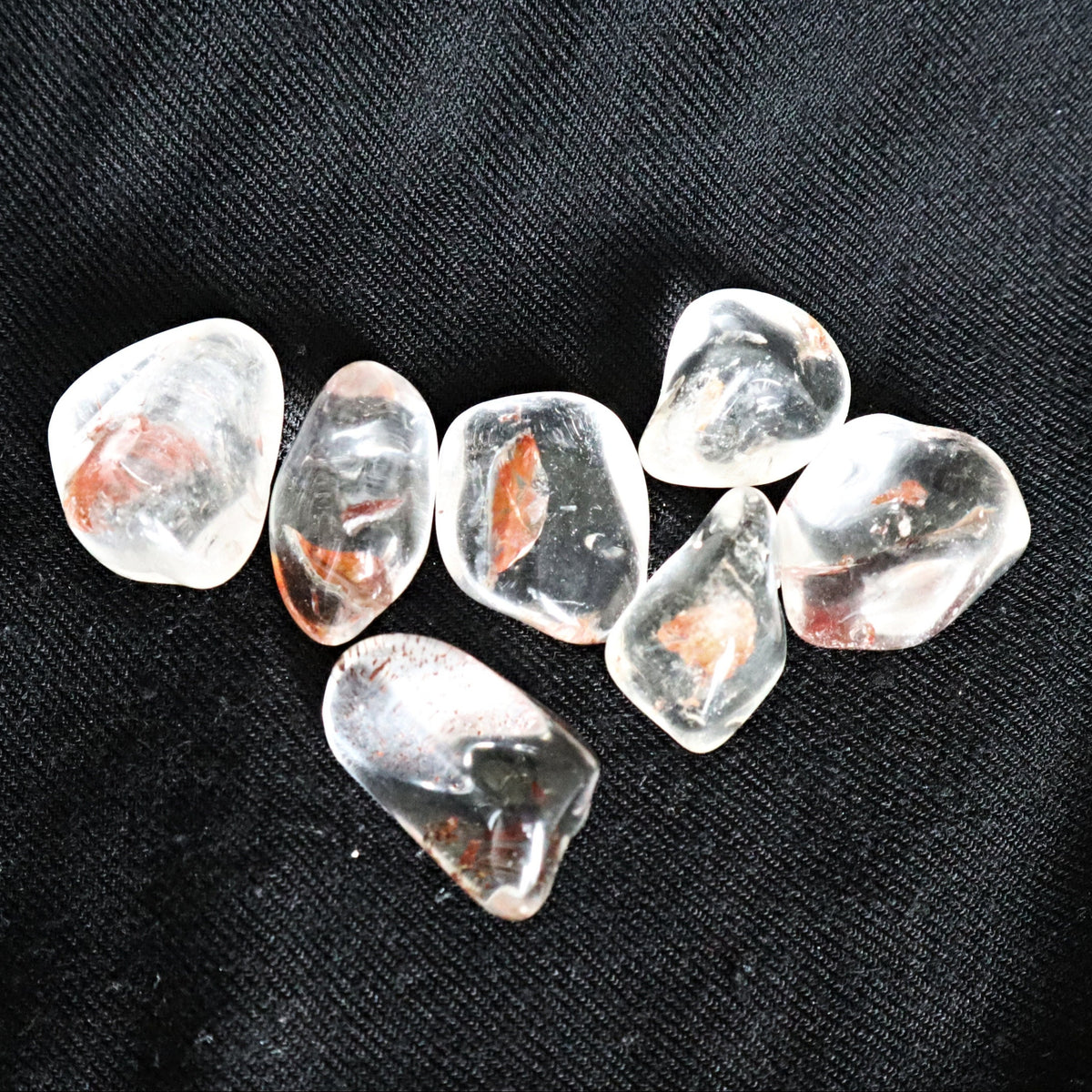 Himalayan Quartz Palm Stone with iron oxide Large 1.2 inches long, 1 inches thick, High Vibration Wealth Crystal