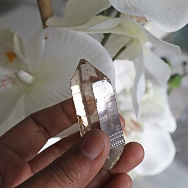 Himalayan Crystal Point 56mm 2.2 inch, Super Clear Gem Grade Optical Quartz Smoky tone Healing Crystal, H3