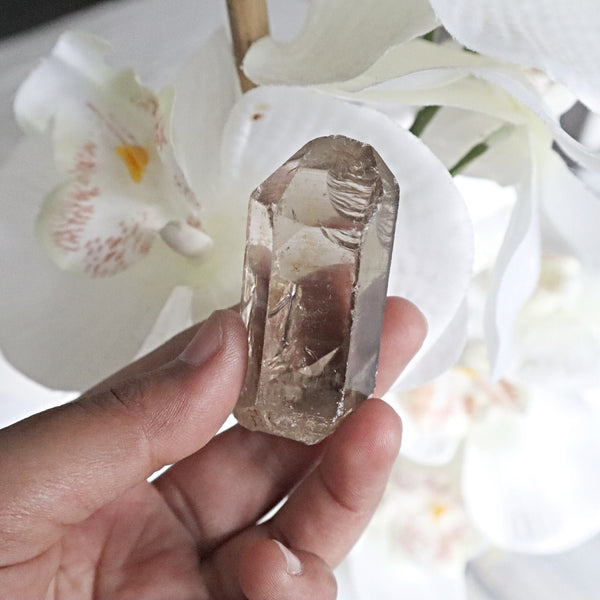 Himalayan Crystal Point 56mm 2.2 inch, Super Clear Gem Grade Optical Quartz Smoky tone Healing Crystal, H3