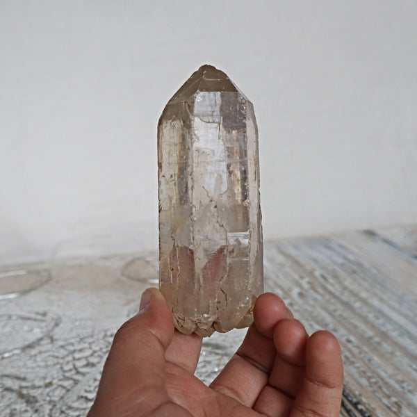 Himalayan Crystal Point 99mm 3.90 inch, Super Clear Gem Grade Optical Quartz Smoky tone Crystal, H6