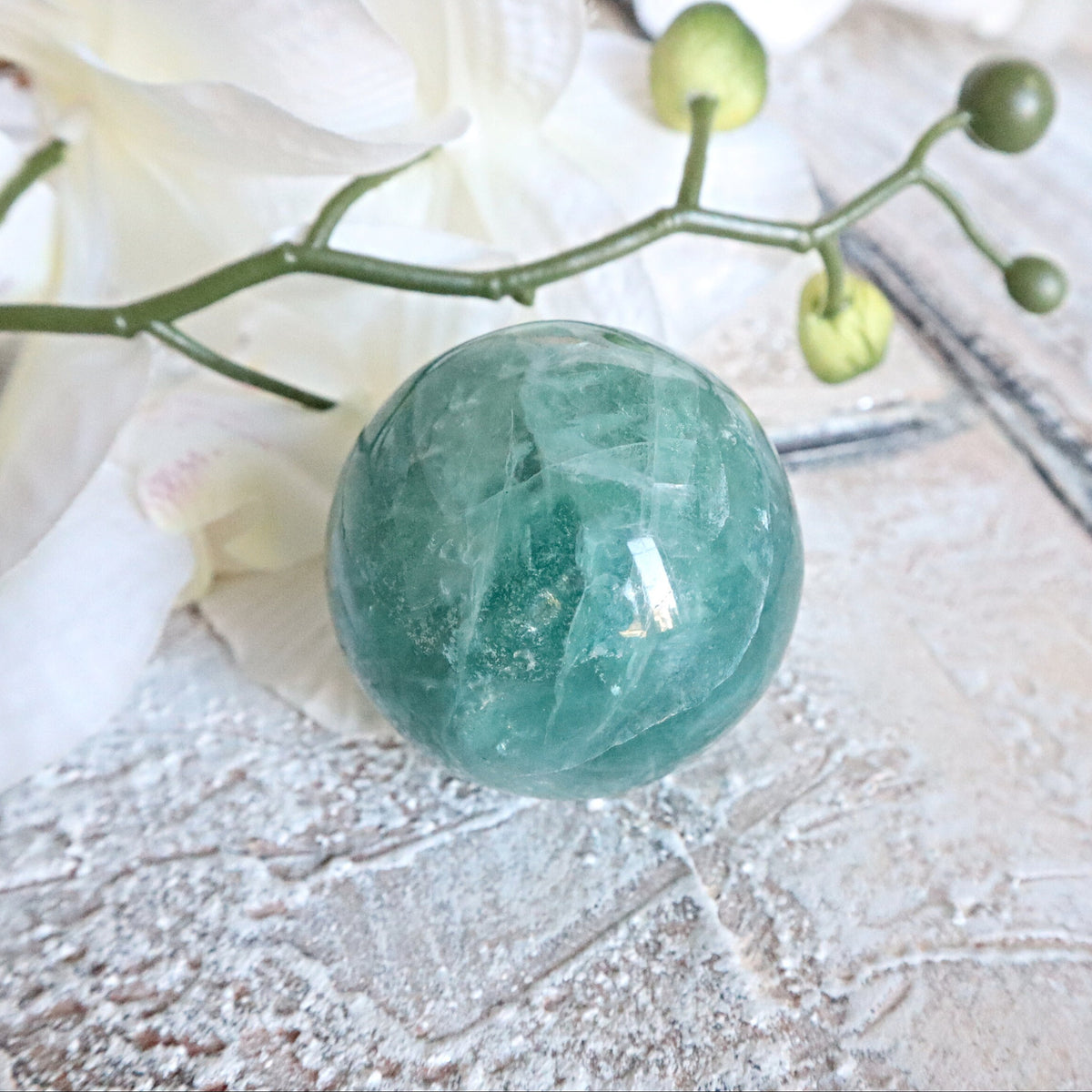 Green Fluorite Sphere, 60mm, 50mm Green Fluorite Crystal Sphere for Abundance Lucky Stone, FL