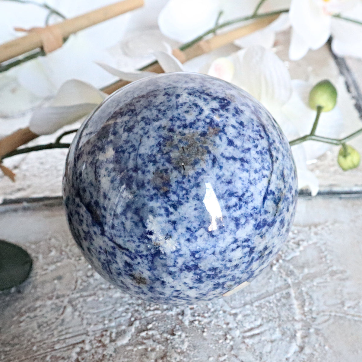 Blue Spot Jasper Sphere 100 mm, 91 mm
