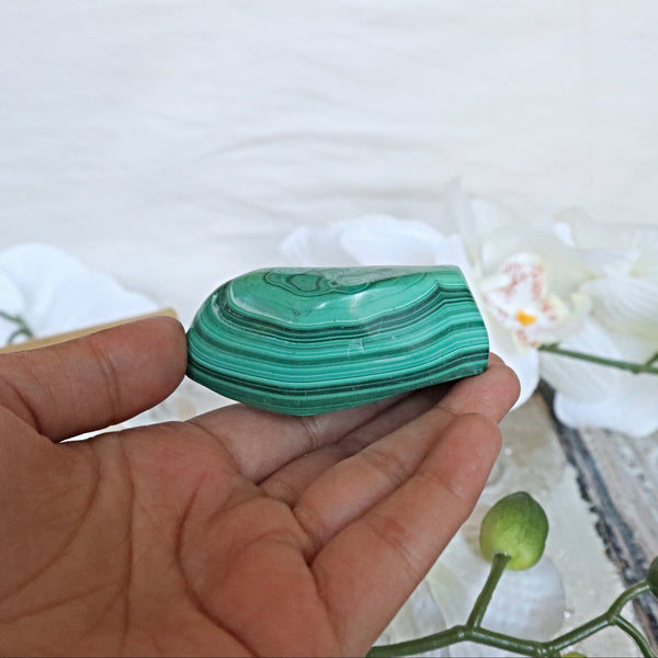 Malachite specimen, Banded Malachite Polished Slab stone, Natural Malachite stones, Malachite pocket stone